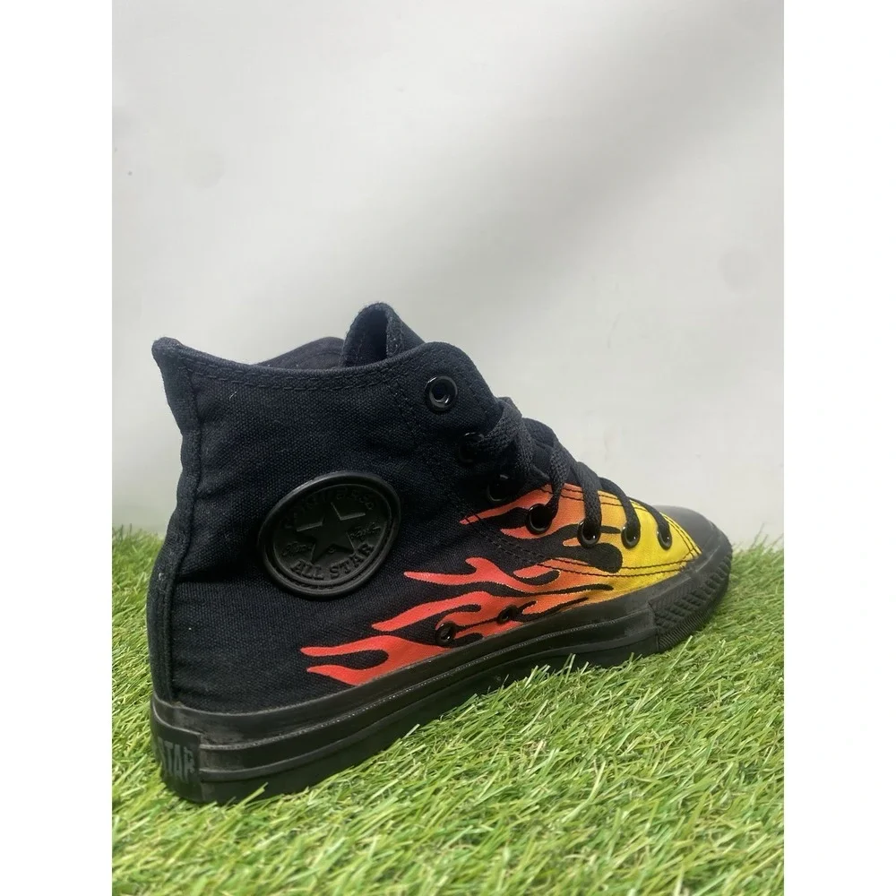 Converse Chuck Taylor All Star Black Shoes Flames Sneakers Grunge Men's Size 6